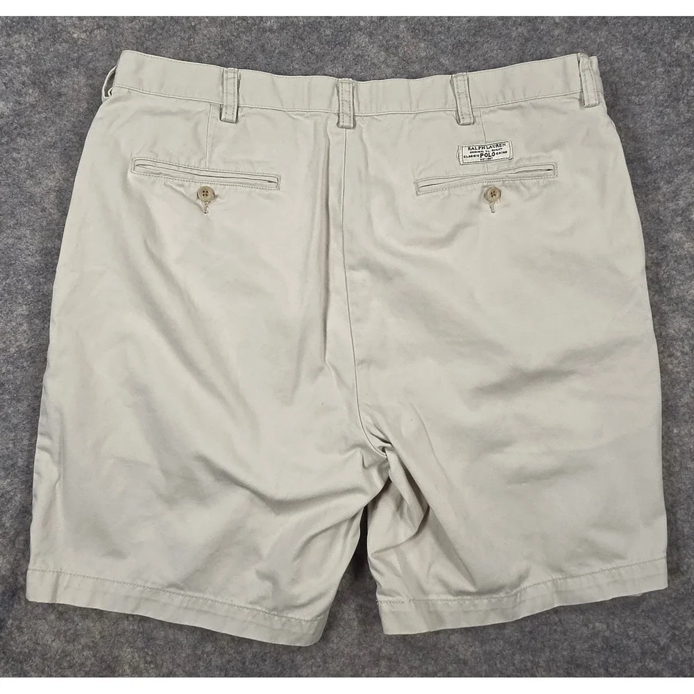 Polo Ralph Lauren Tyler Short Mens 38 Khaki Double Pleated Cotton Chino